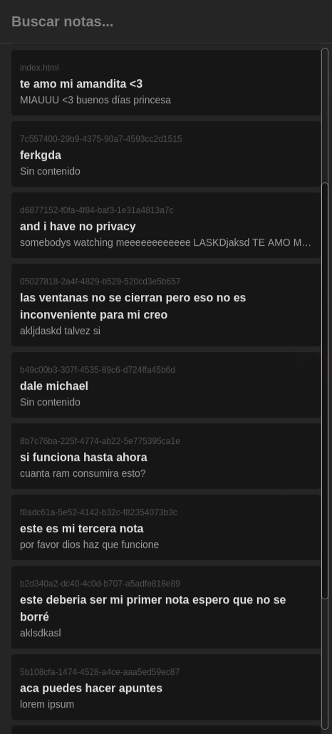 Vista de notas locales